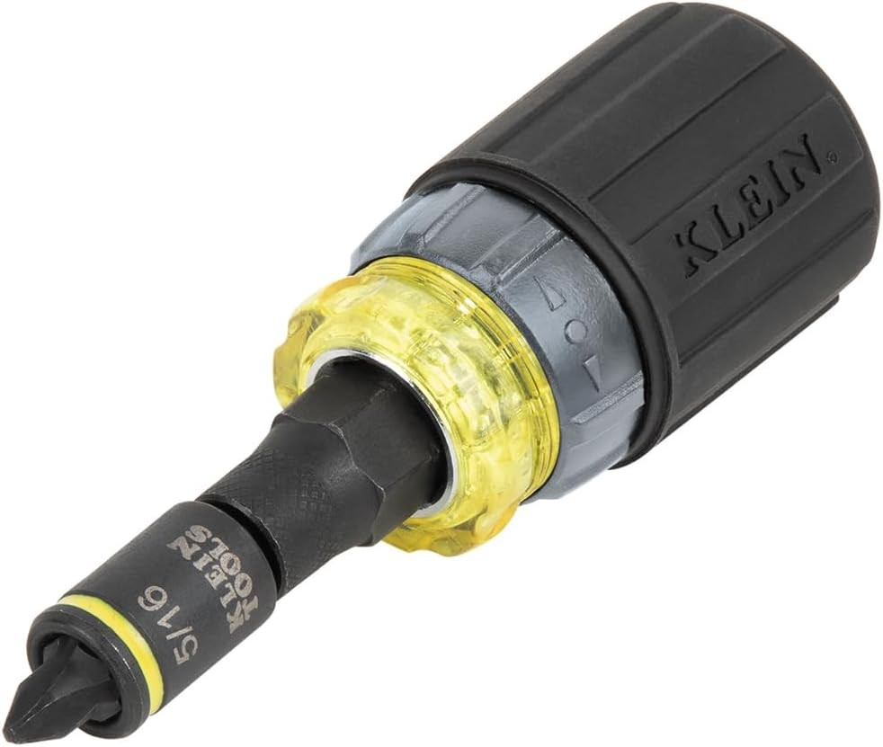 Klein Tools KNECT 7-in-1 Ratcheting Screwdriver in Impact Black