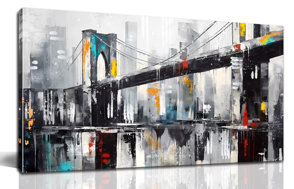 CANEITO New York City Wall Art for Living Room, Brooklyn Bridge Canvas Wall D...