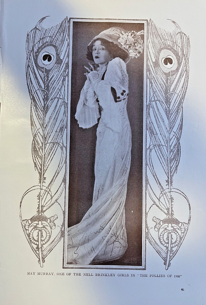 1908 Vintage Magazine Illustration Actress May Murray The Follies of 1908