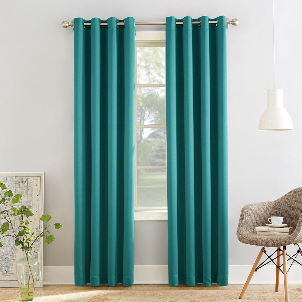 Barrow 54x54 Energy Saving Blue Grommet Curtain Panel Pair 2-Pack