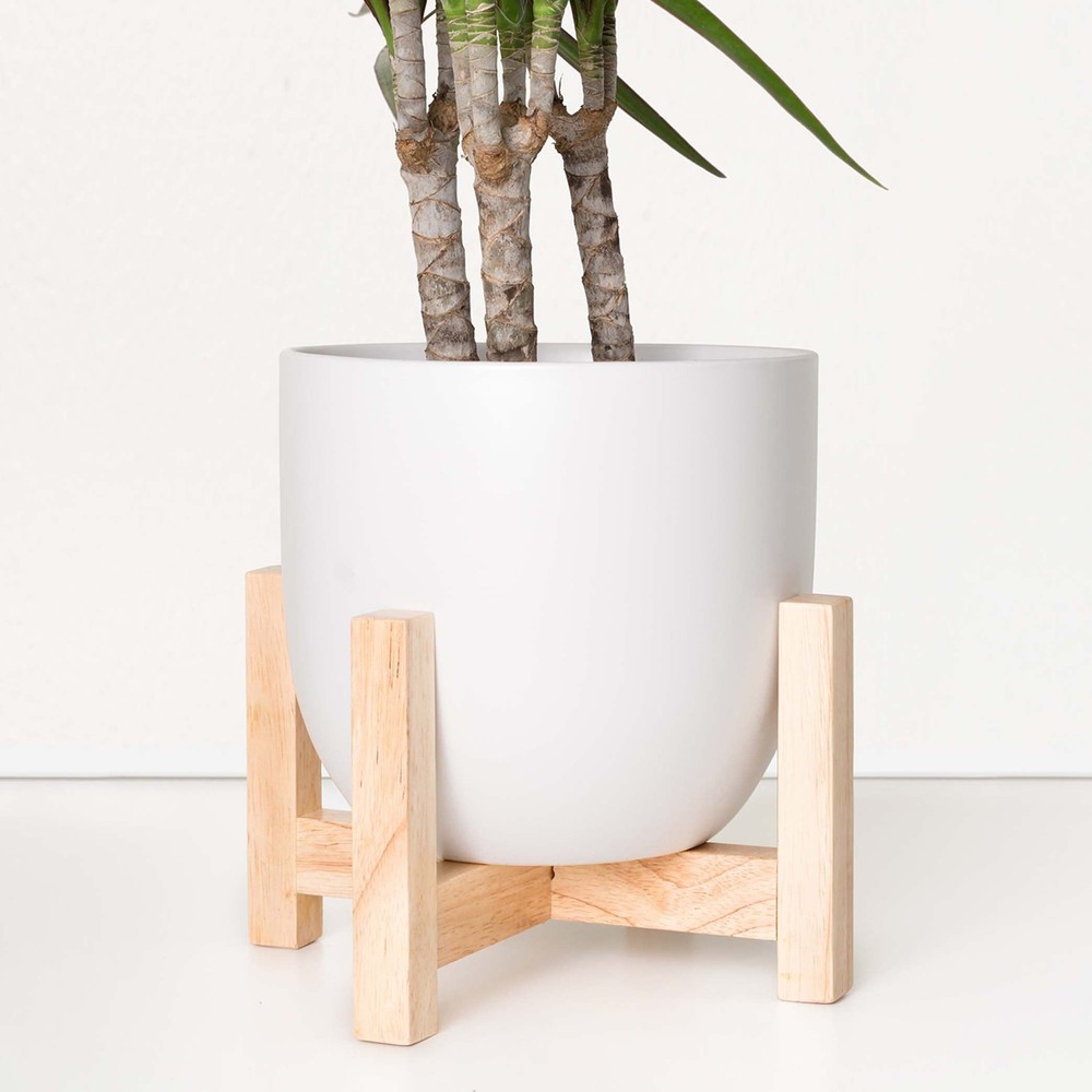 Peach & Pebble Matte White Solid Modern Egg-Shaped Porcelain Ceramic Planter