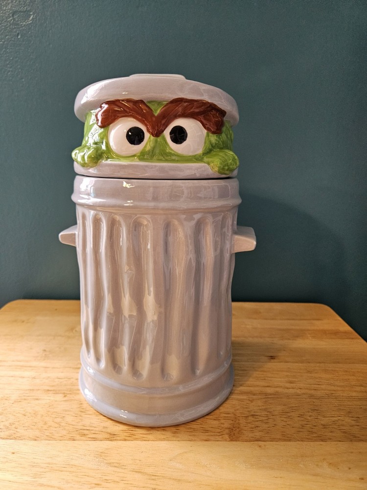 NEW Hand Painted Sesame Street Oscar The Grouch Ceramic Cookie Jar