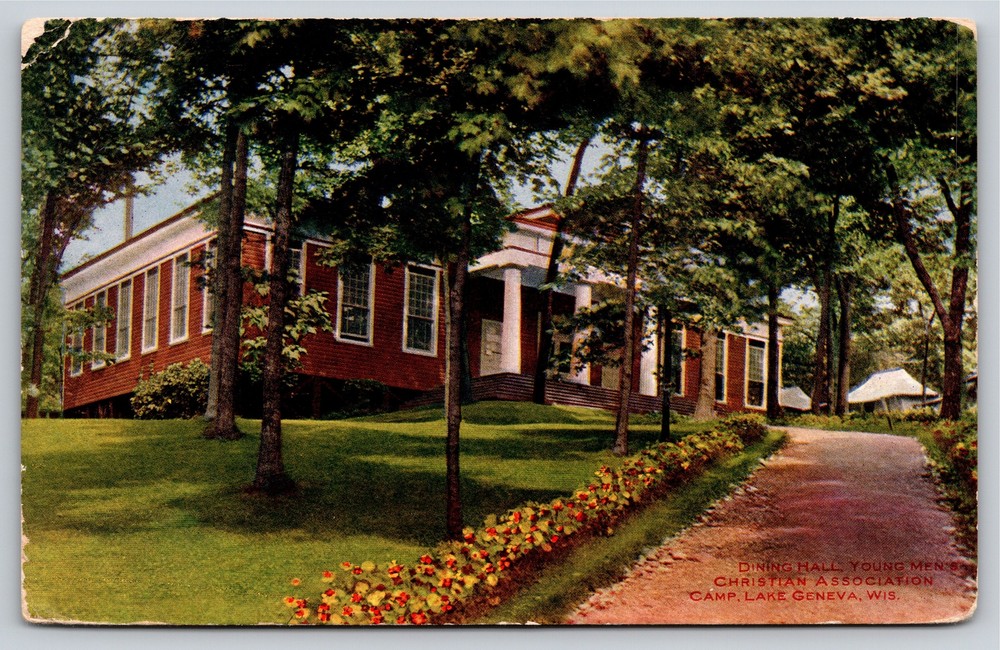 Lake Geneva Wisconsin~Dining Hall of YMCA Building~Vintage Postcard