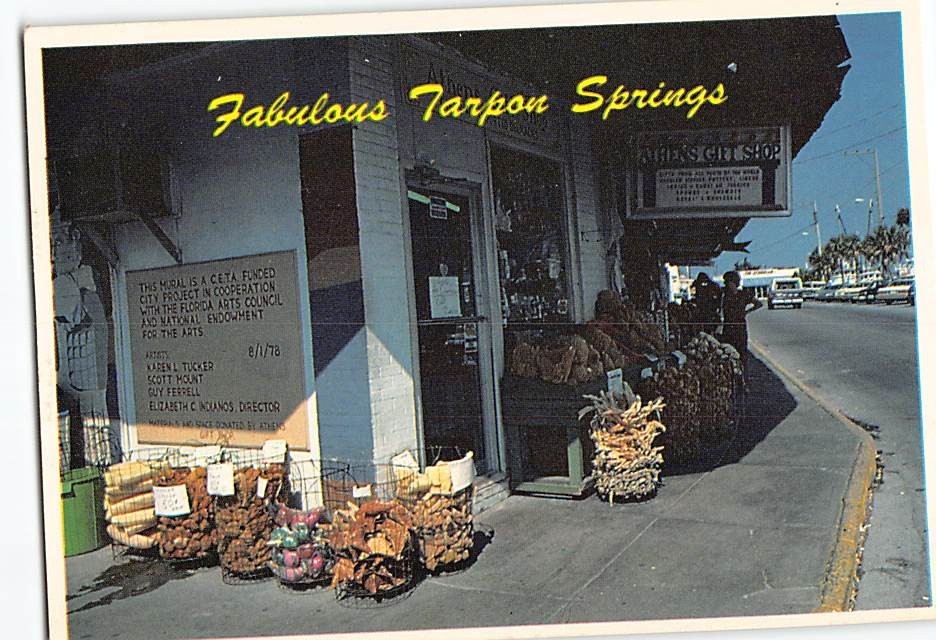 Postcard Display of sponges Fabulous Tarpon Springs Florida USA