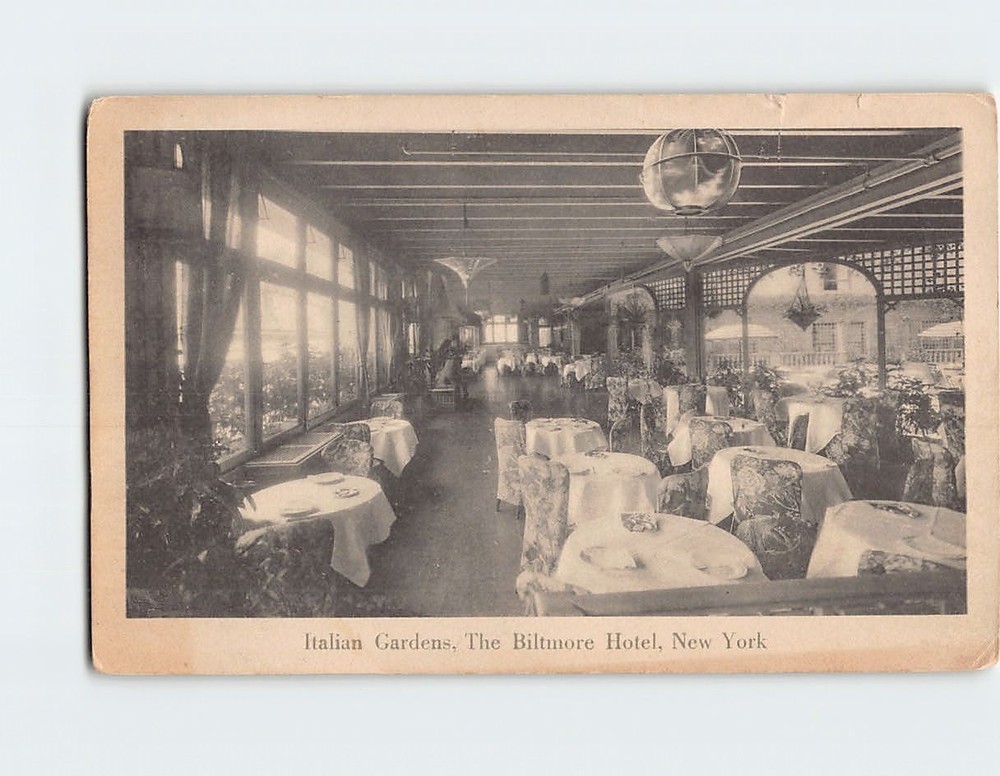 Postcard Italian Gardens The Biltmore Hotel New York USA