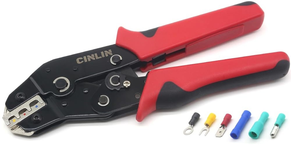 Crimping Tool for Insulated Electrical Wire Connectors-AWG 20-14 Ratchet Crim...
