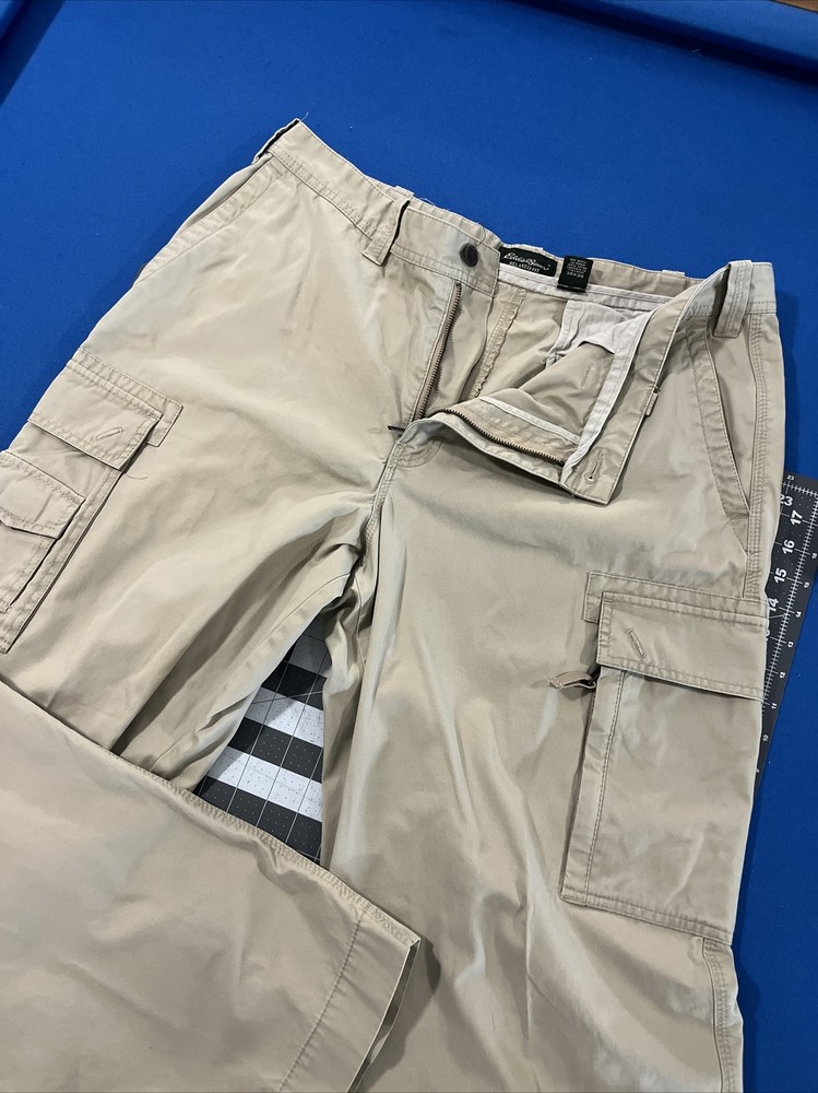 Eddie Bauer Relaxed Fit Cargo Pants Men’s 38x30 Tan 100% Cotton Baggy Y2K