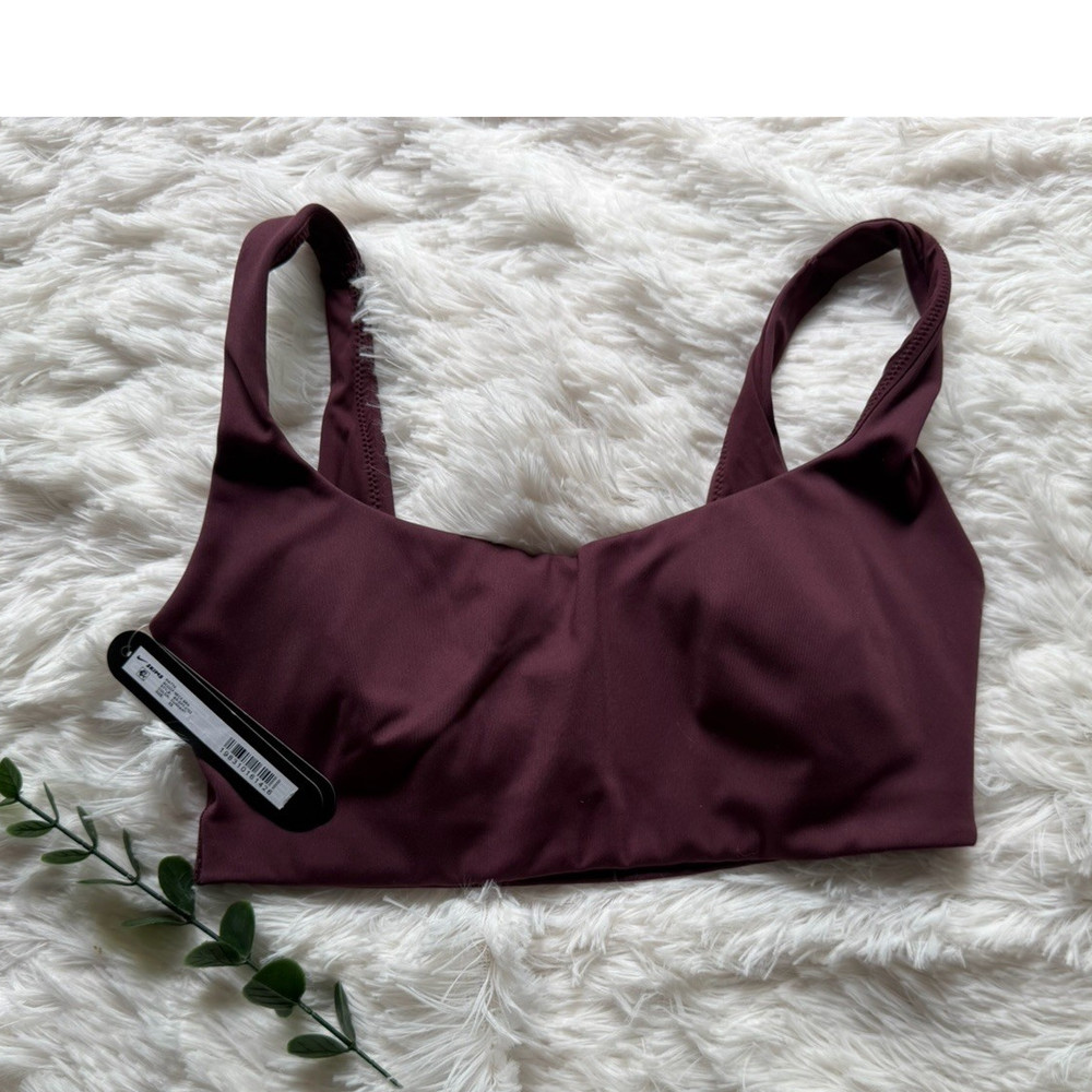 NIKE SKIMS Matte Scoop Neck Sports Bra Currant XS Wireless Pullover Logo
