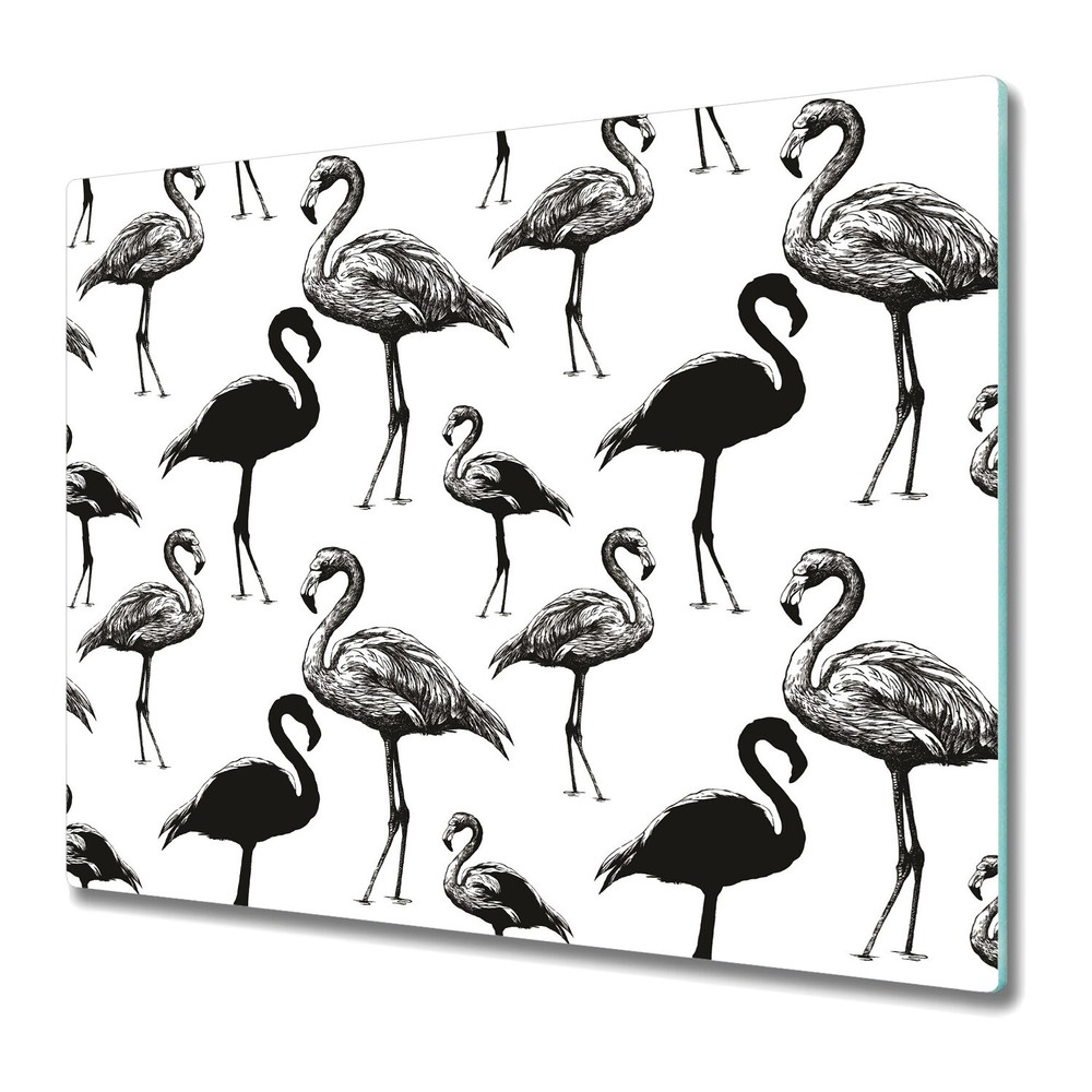 Glass Surface Protector Retro Flamingo black & white wildlife vintage style