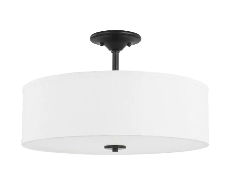 Progress Lighting P350167 3-Light 18-Inch Grey Semi-Flush Drum Fixture