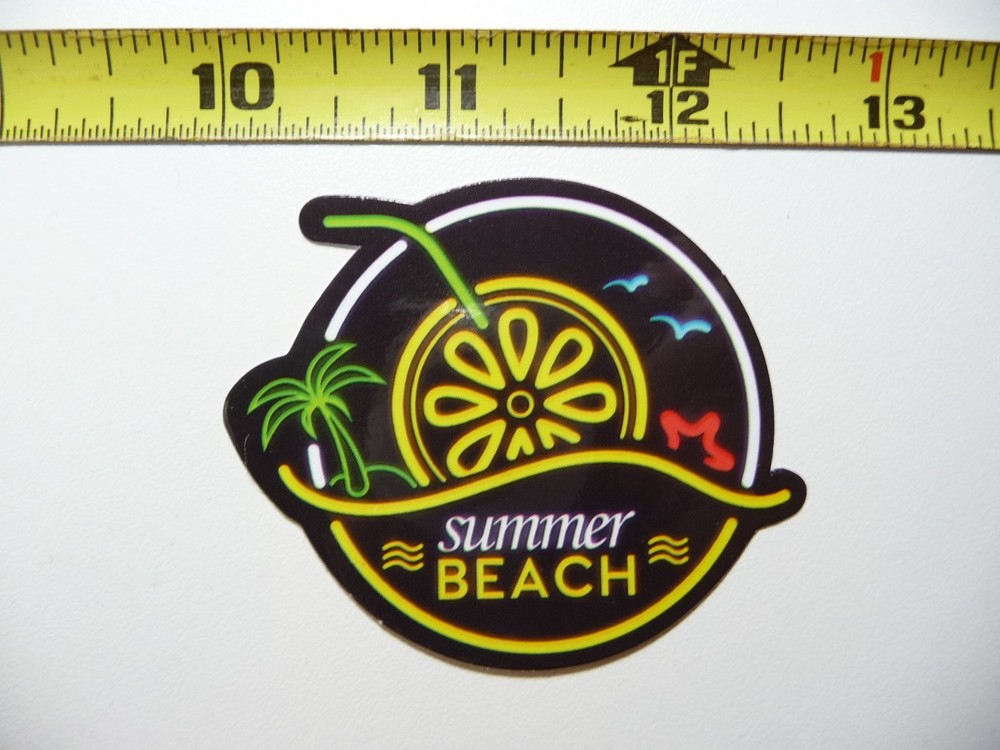 Colorful Summer Beach Drinks Neon Sticker Decal for Vacation Fun