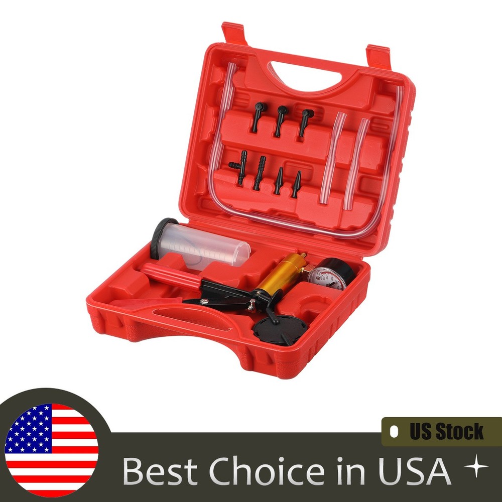 Hand vacuum pressure pump tester Brake Fluid Bleeder Bleeding Kit + Box US