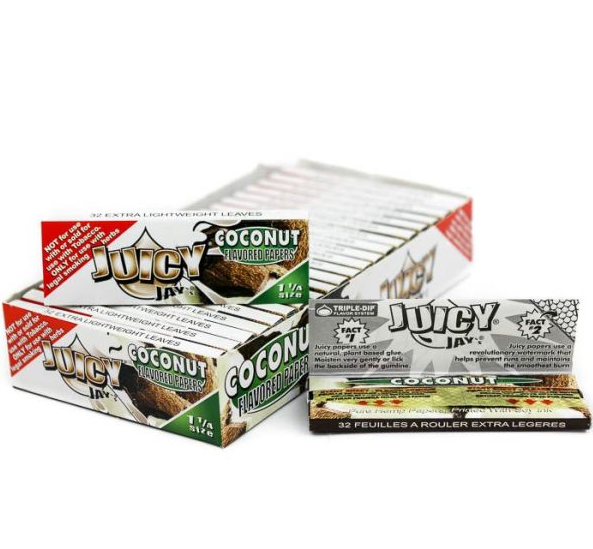 Juicy Jay’s Flavored Rolling Papers –Coconut – 1 1/4 -24pks per display