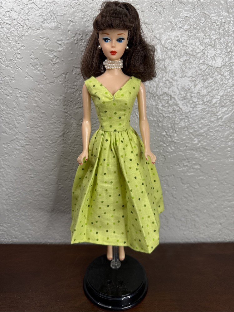 Made for Fashion Royalty and Barbie Dolls Dress Vintage Style Green Polka Dots