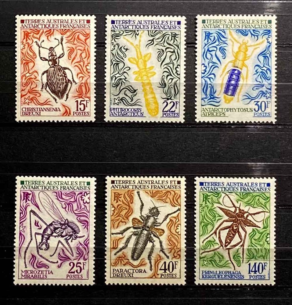 F.s.a.t., France: 1972 Stamps Mostly Mint Nh Insect Set Sct #46-91 Cv $83 Sound