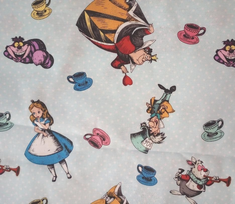 alice in wonderland fun fabric 11 by 11 inch 1pc