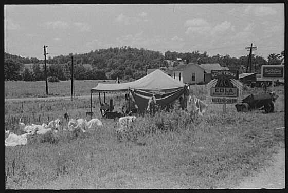 Cave City Horse Cave Kentucky 1940s Farm Security Camp Cola Sign Tent