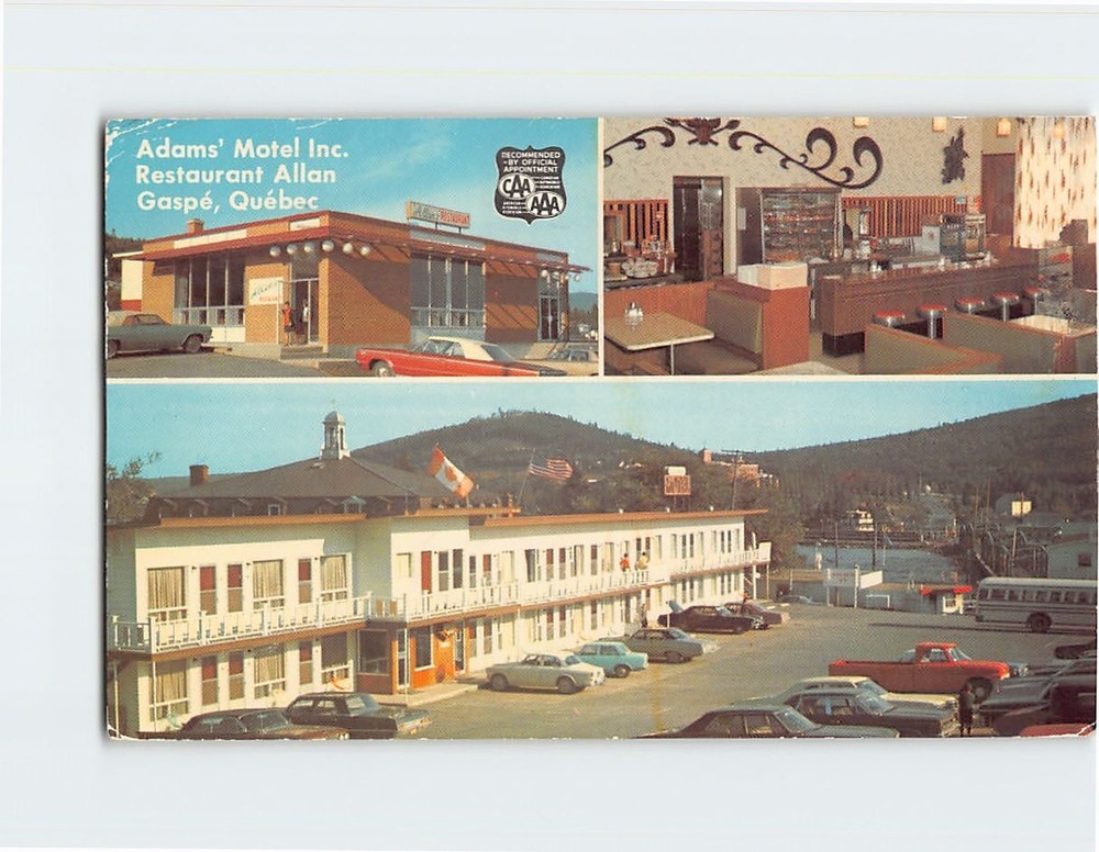 Postcard Adams Motel & Restaurant Gaspe Quebec Canada