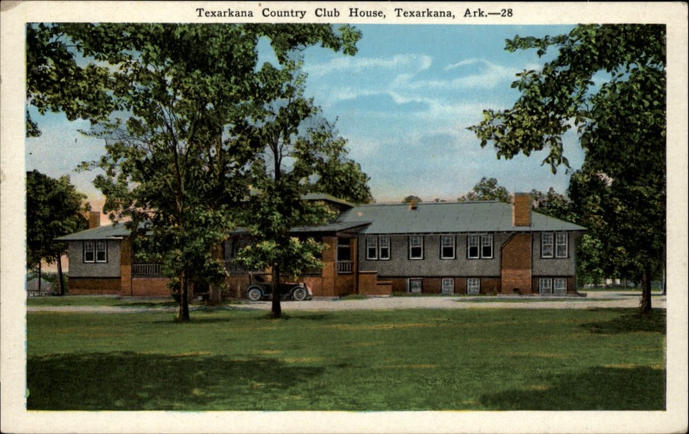 Country Club House Texarkana Arkansas antique car ~ 1920s vintage postcard