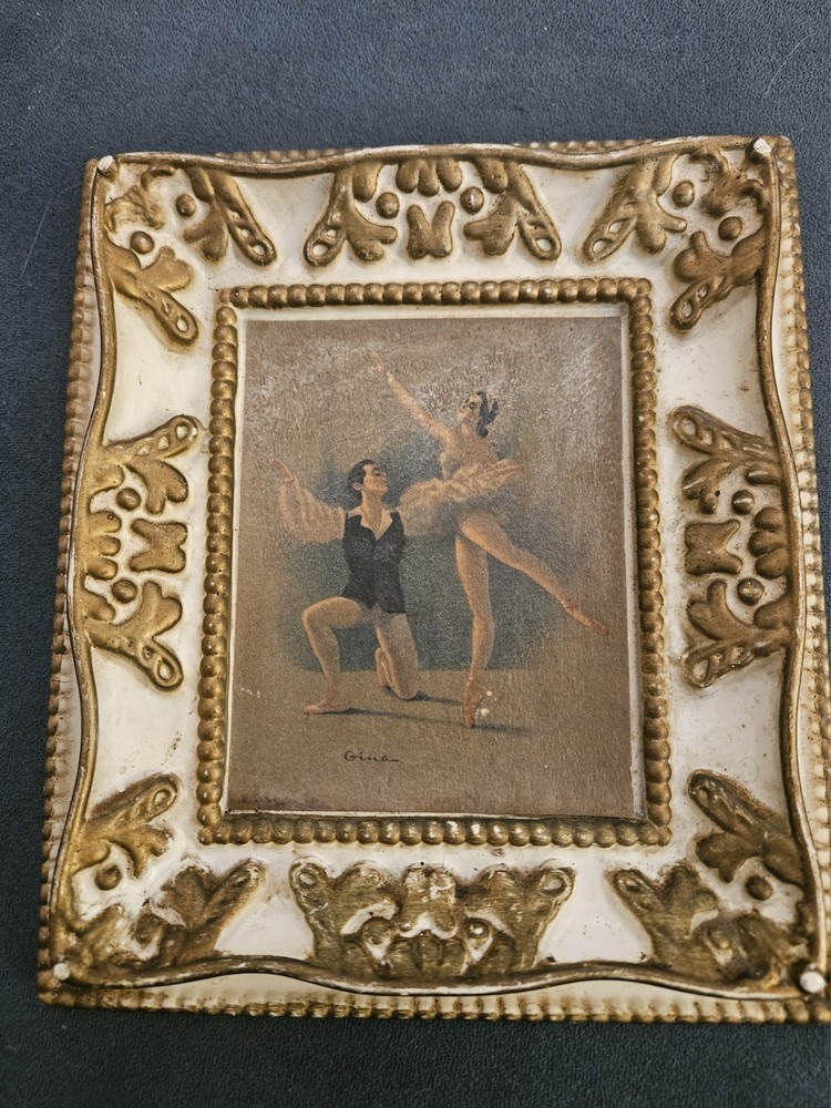 MC Vintage Gina Winde Ballet  Couple Print In Original Plastic Frame , 1960s USA