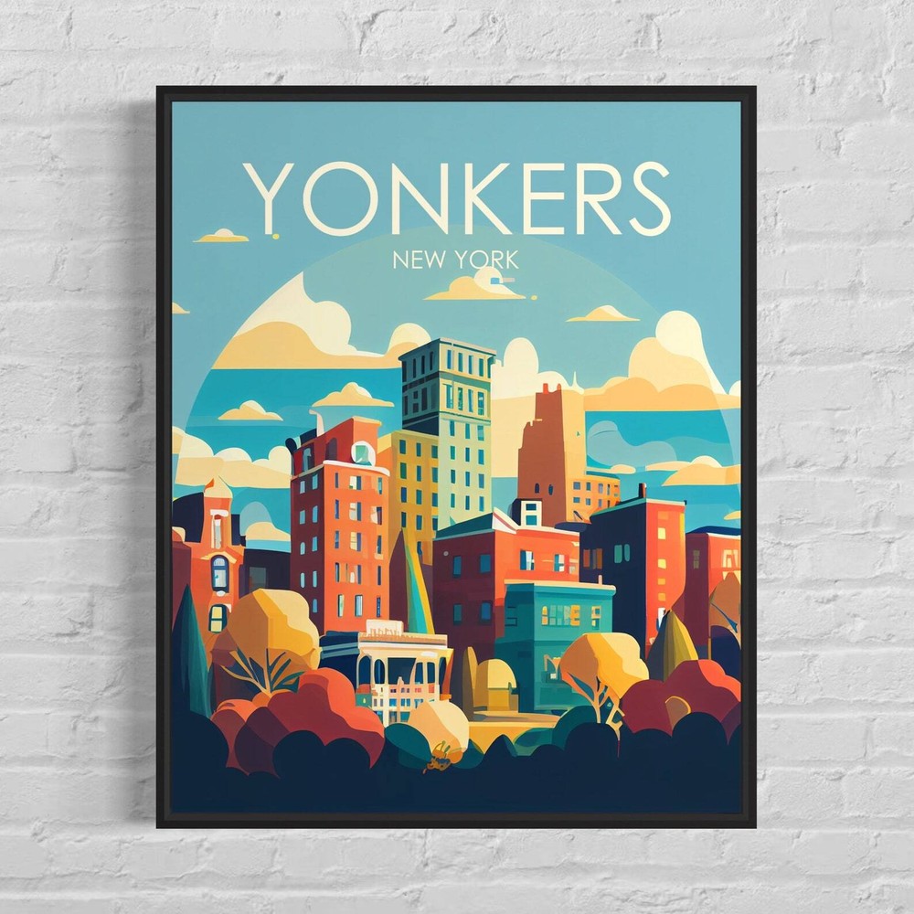 Yonkers New York Retro Art Print Yonkers Wall Art Illustration Yonkers Vintage