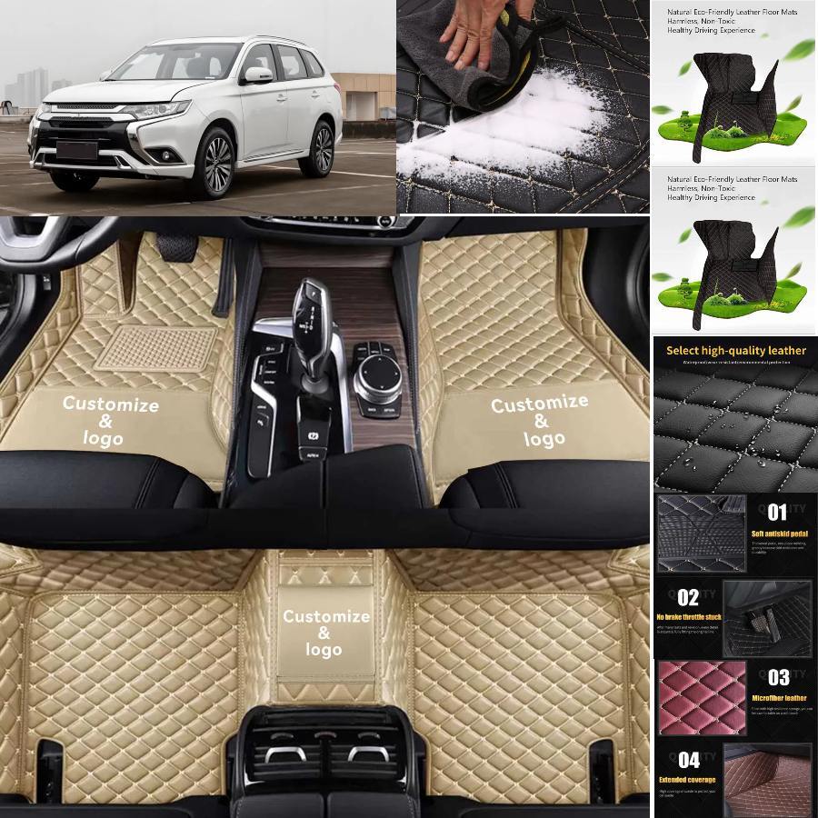 For Mitsubishi Outlander Car Floor Mats Luxury Waterproof Liners Carpets Custom