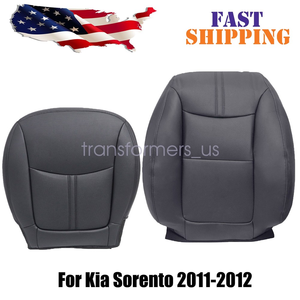 For 2011-2012 Kia Sorento Driver Bottom & Top Perforated Seat Cover Black