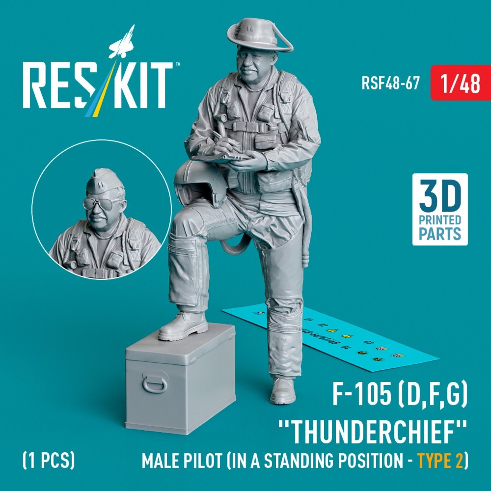 F-105 Thunderchief Male Pilot Standing Type 2 1:48 3D ResKit RSF48-0067