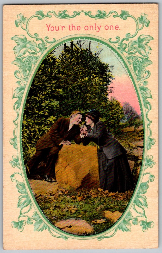 Antique Postcard Romantic Couple Greeting Washington, DC 1910s