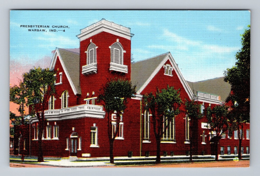 Warsaw IN-Indiana Presbyterian Church Vintage Postcard