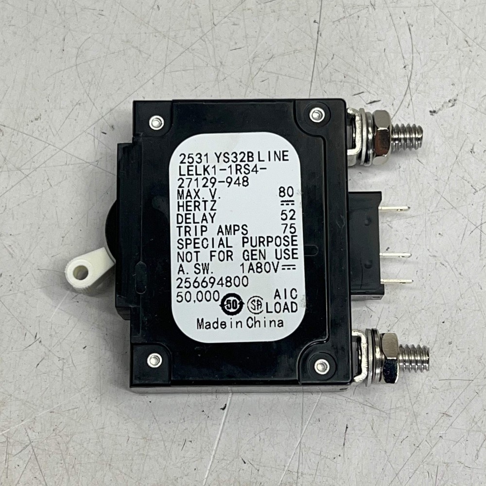 AIRPAX Circuit Breaker Lever 1 Pole Panel Mount 80 VDC 50A LELK1-1RS4-30452-50