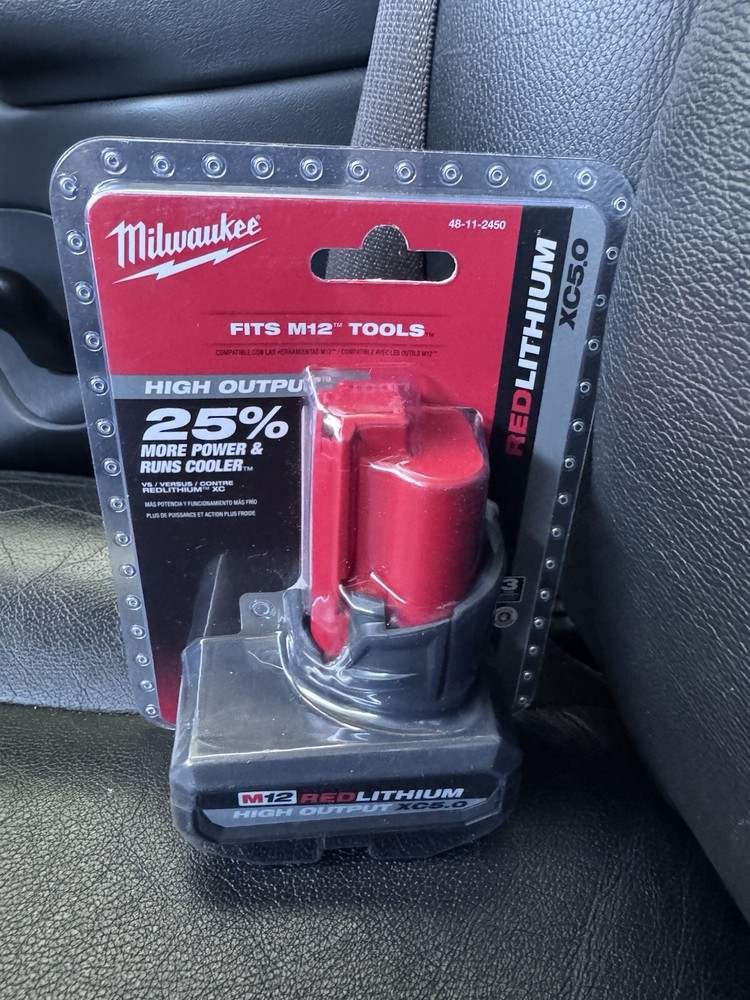 Milwaukee M12 High Output XC5.0 Lithium-Ion Battery Pack - Red (48-11-2450)