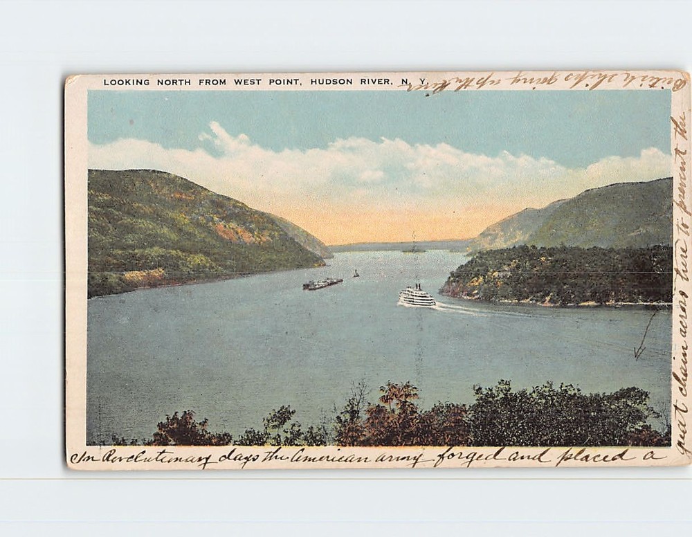 Postcard Looking North from West Point Hudson River NY USA