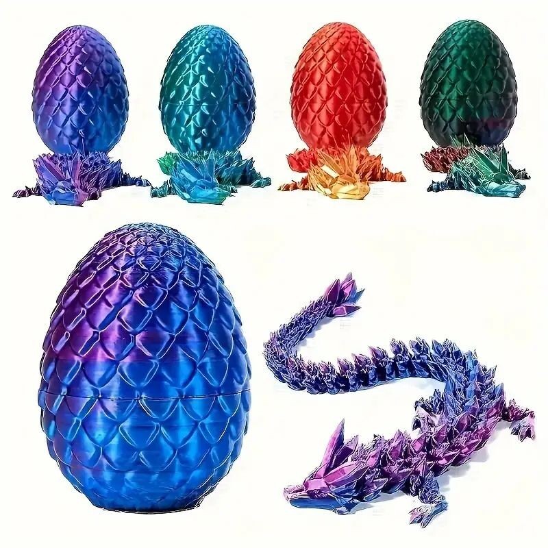 Flexible Fidget 3D Printed Dragon Egg Artificial Design Toy Figurine Decor Gifts