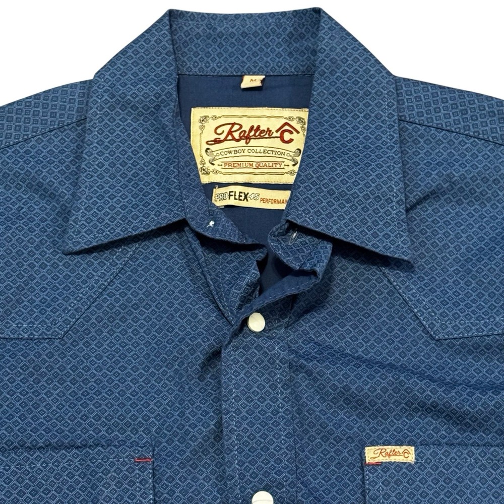 Rafter C Cowboy Collection Mens Medium Western Snap Shirt Blue