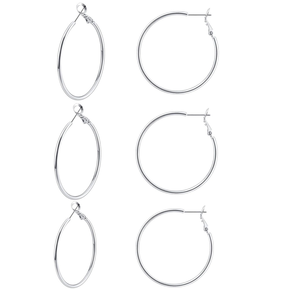 Gold Silver Hoop Earrings Set for Women Hypoallergenic Large Hoop Earrings 14...