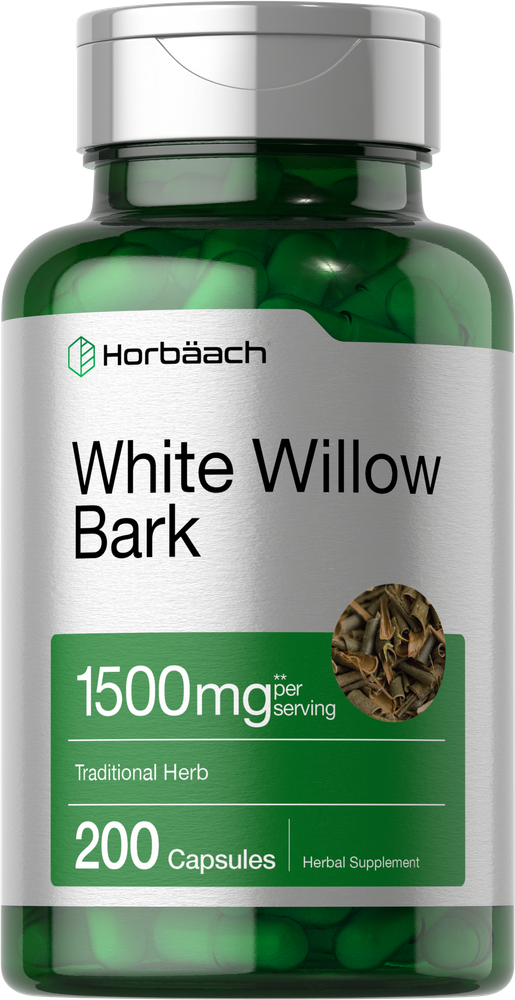 White Willow Bark Capsules | 1500mg | 200 Count | Non-GMO | by Horbaach