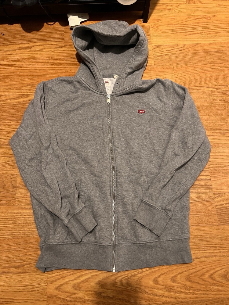 Levi's Men's Vintage Grey Zip-Up Hoodie Cotton Blend, Size M