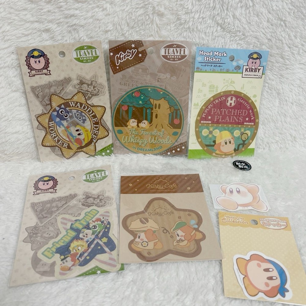 Kirby Pupupu Train & Kirby Cafe Waddle Dee Sticker Set 7pcs Japan Limited New
