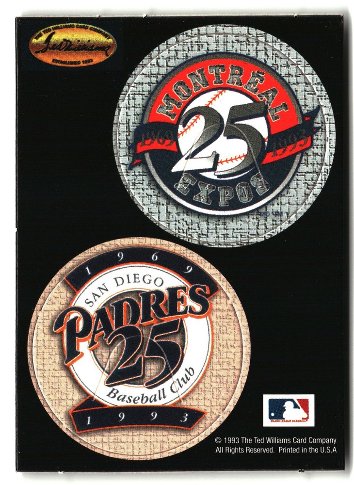 1993 Ted Williams #NNO Montreal Expos / San Diego Padres Pog Cards