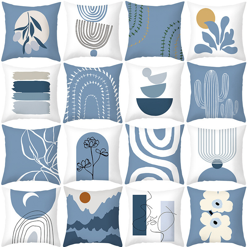 Abstract Lines Geometric Prints Minimalist Morandi Color Pillowcase-image