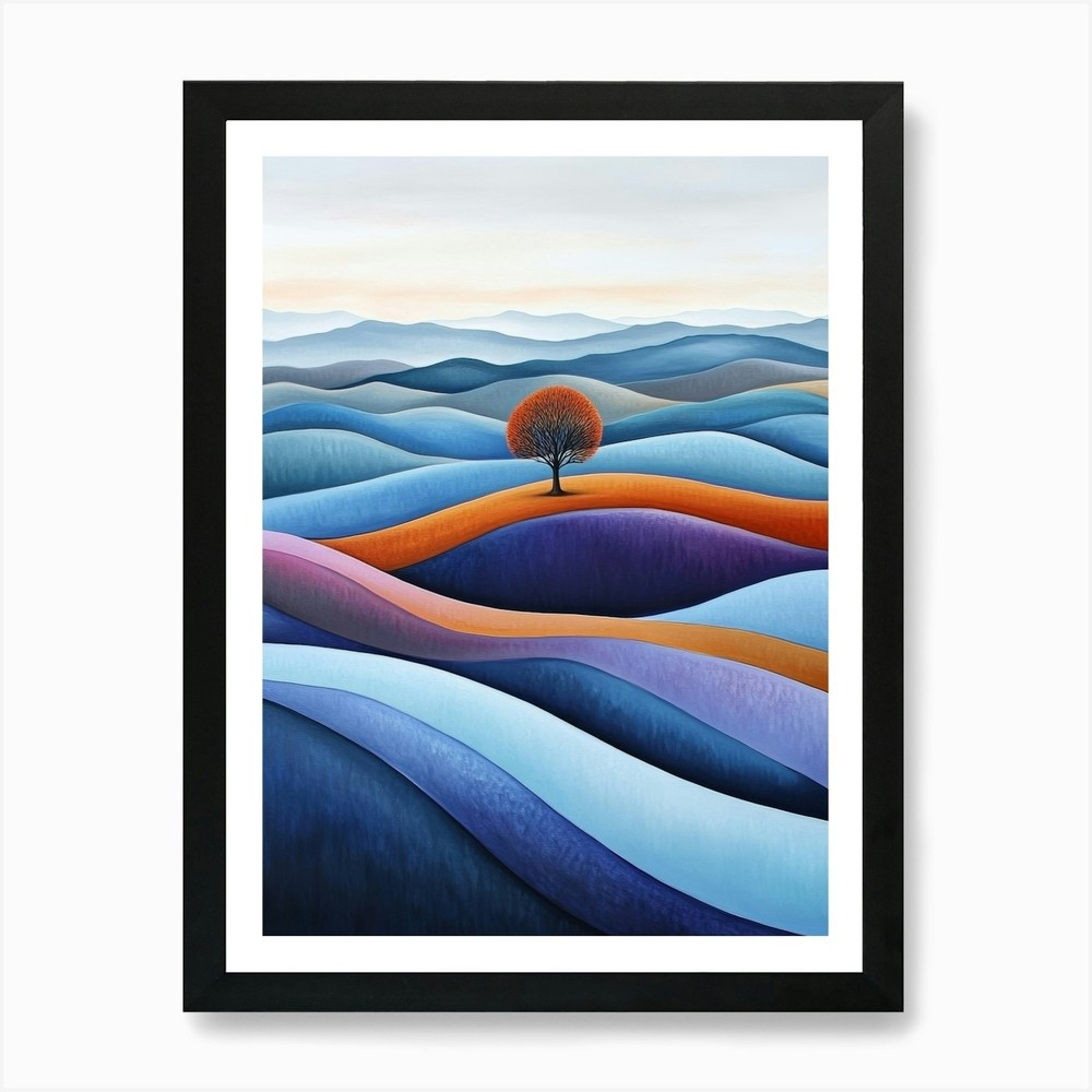 Lush Green Tree in Field Framed Art Print Canvas Wall Decor