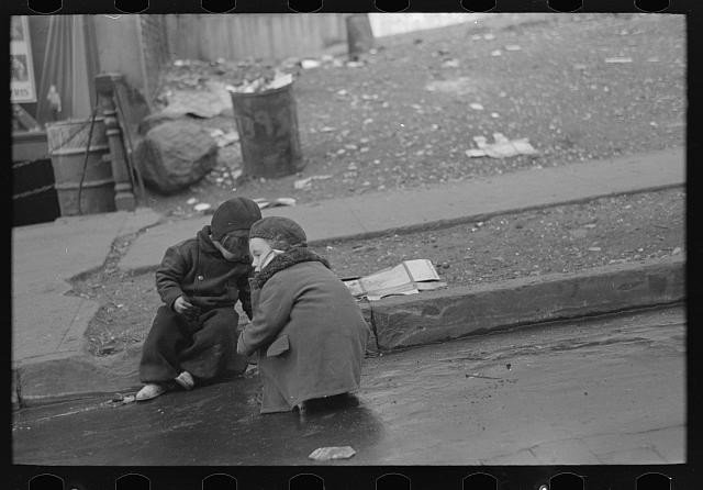 Bronx New York 1936 Children Playing in Gutter on 139th Street St Annes Ave