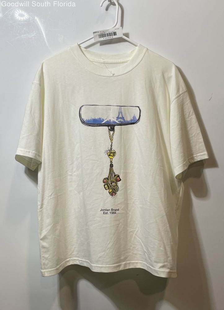 Jordan Mens White Cotton Crew Neck Short Sleeve Pullover T-Shirt Size Medium