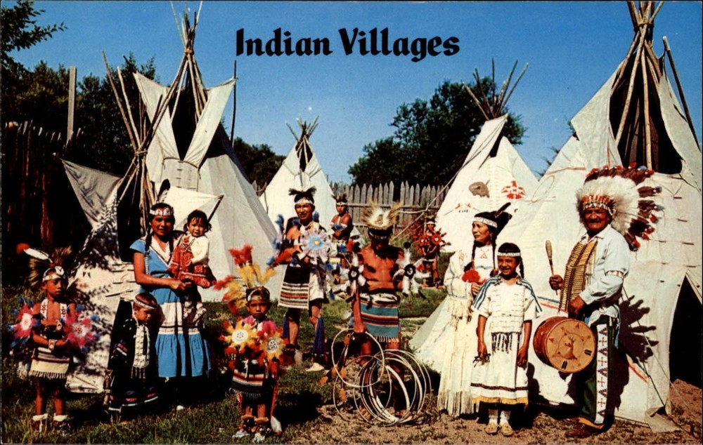 North Platte Nebraska Mesquakie Native group dressed for Pow-Wow postcard