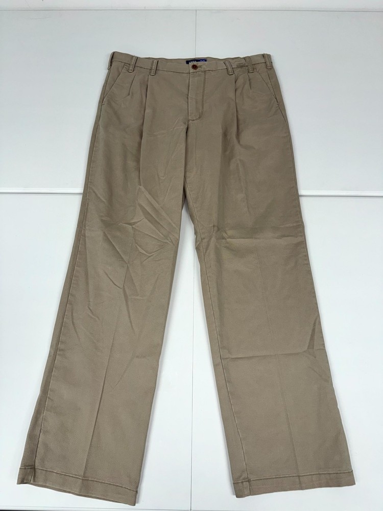 Izod Sportflex Chino Pants Men 40x36 Khaki Performance Stretch Pleated Straight