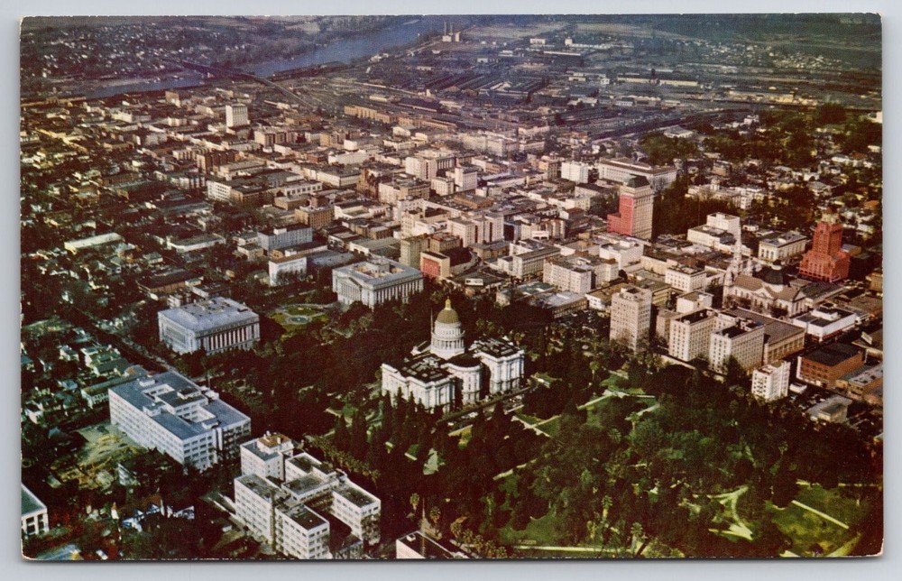 Sacramento California Aerial View State Capitol Postcard Mike Roberts Chrome