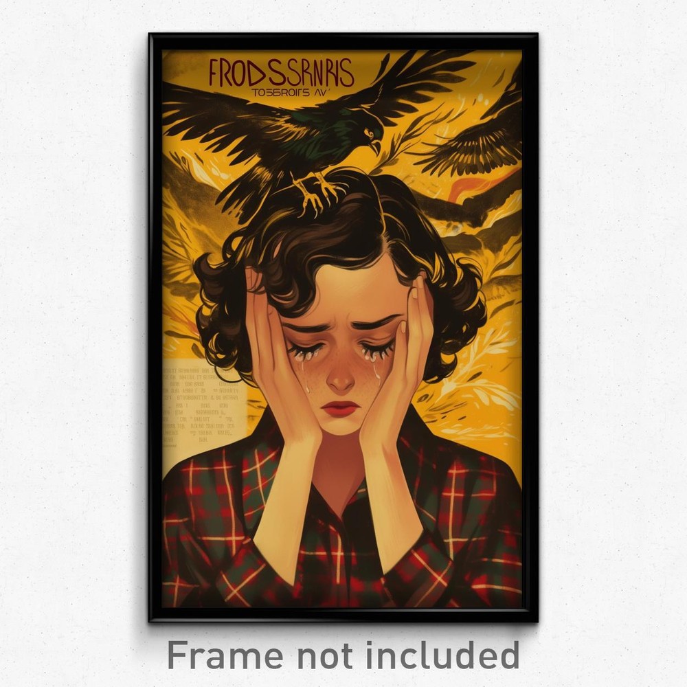 Brazilian Movie Poster Print Featuring Woman in Plaid Jacket Expressing Sorrow