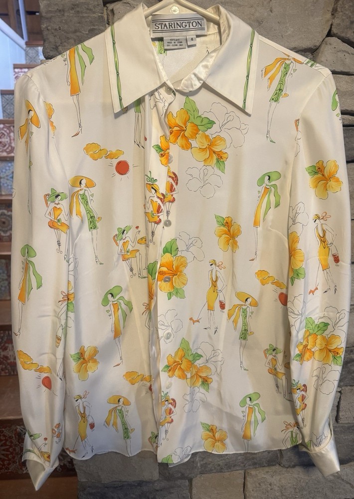 Starington 100% Silk Size 4 Women’s Vintage Blouse