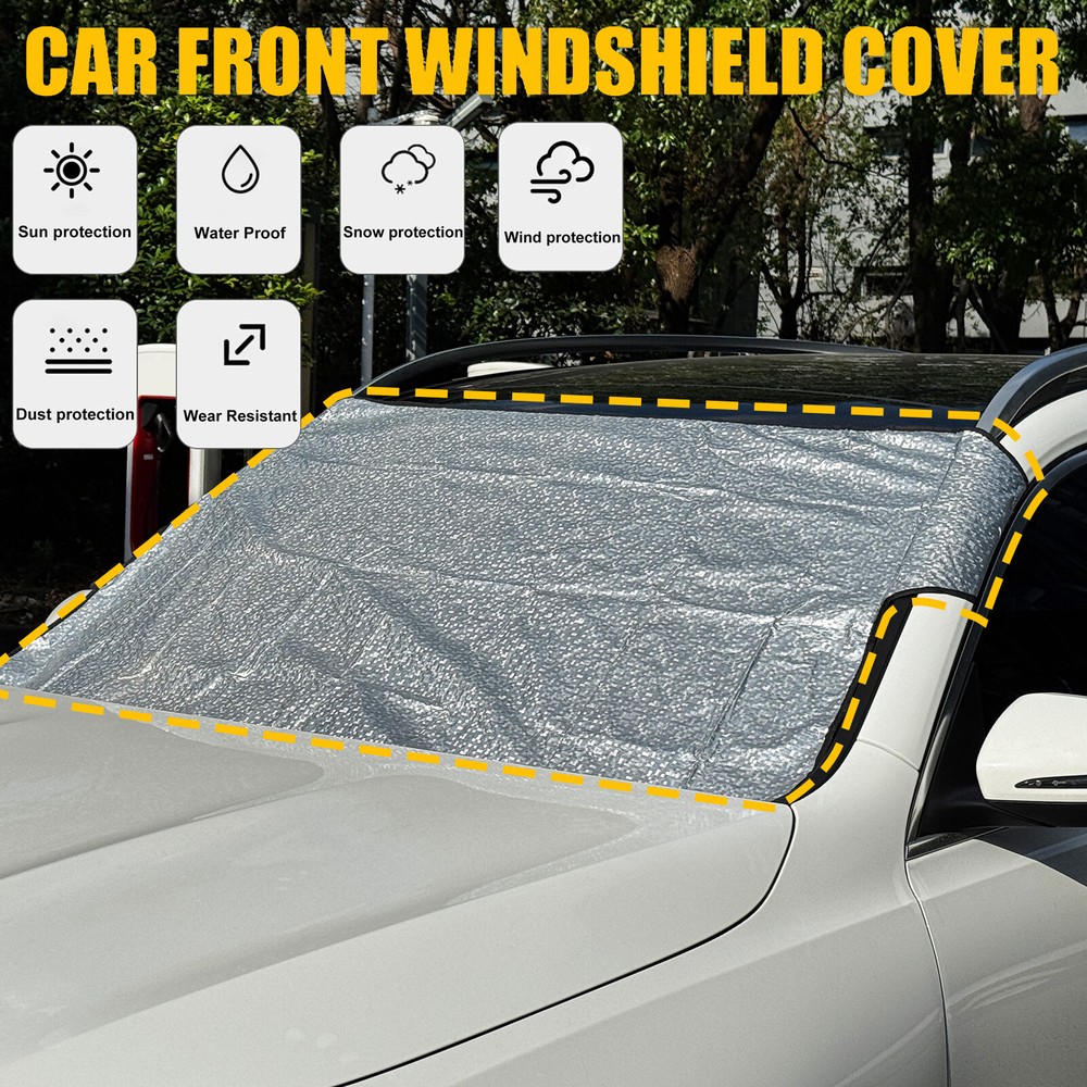 Breathable Universal Car Windshield Cover for Sun Dust UV and Snow Protection  